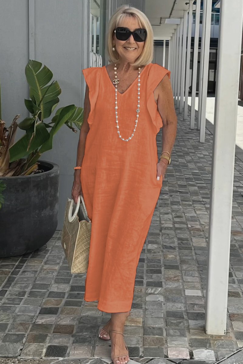 Freizeitkleid aus Baumwolle und Leinen
