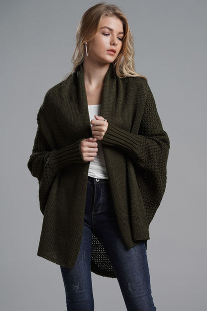 Liana - Lange offene Strickjacke mit Dolman-Ärmeln für Damen