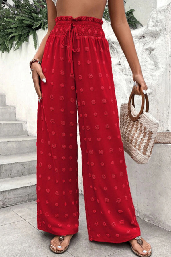 hochtaillierte Jacquard-Hose mit weitem Bein