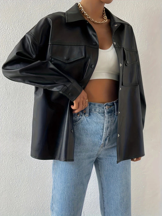 Trendige Motorradjacke für Damen mit Knopfverschluss - eine elegante Option für den Alltag
