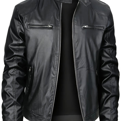 Ruben | Stylische PU-Lederjacke mit Farbblöcken und Multi-Zip-Design