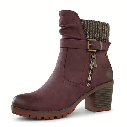 Stiefelette mit hohem Absatz und Reißverschluss, bequem für alle Jahreszeiten