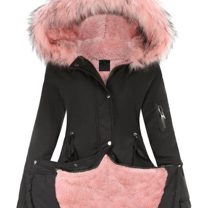 Nina | Fuzzy-Kapuzen-Parka-Jacke mit Reißverschluss