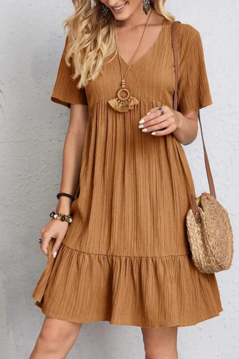 Chloe | Damen V-Ausschnitt Rüschenkleid