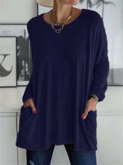 Lockere Bluse mit Tasche für den alltäglichen Auftritt