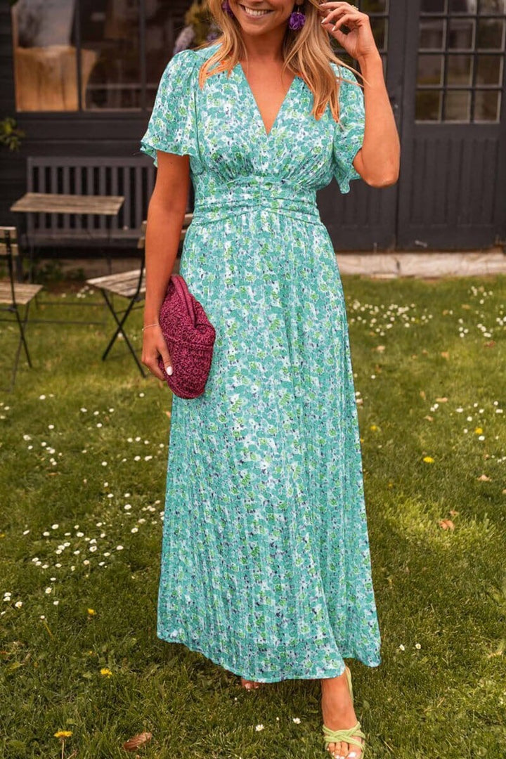 Elegantes langes Kleid mit V-Ausschnitt für Damen für Sommerpartys