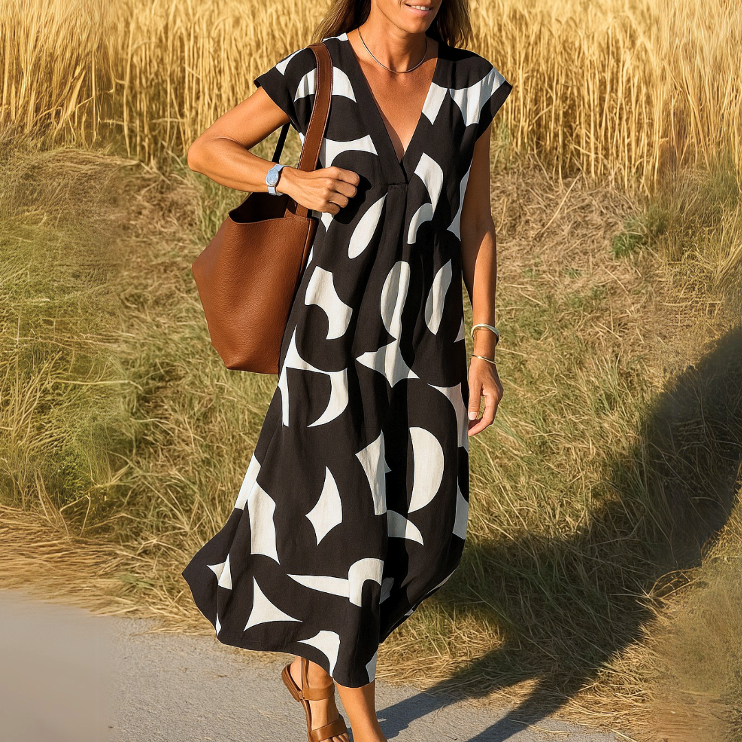 Fließendes Kleid mit V-Ausschnitt