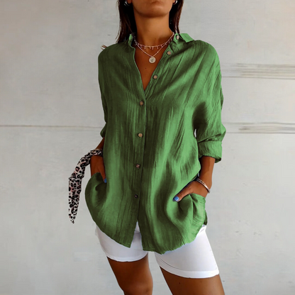 Lange Bluse für Frauen - Stylisch - Lockere Passform, Knopfverschluss - Perfekt für Sommertage