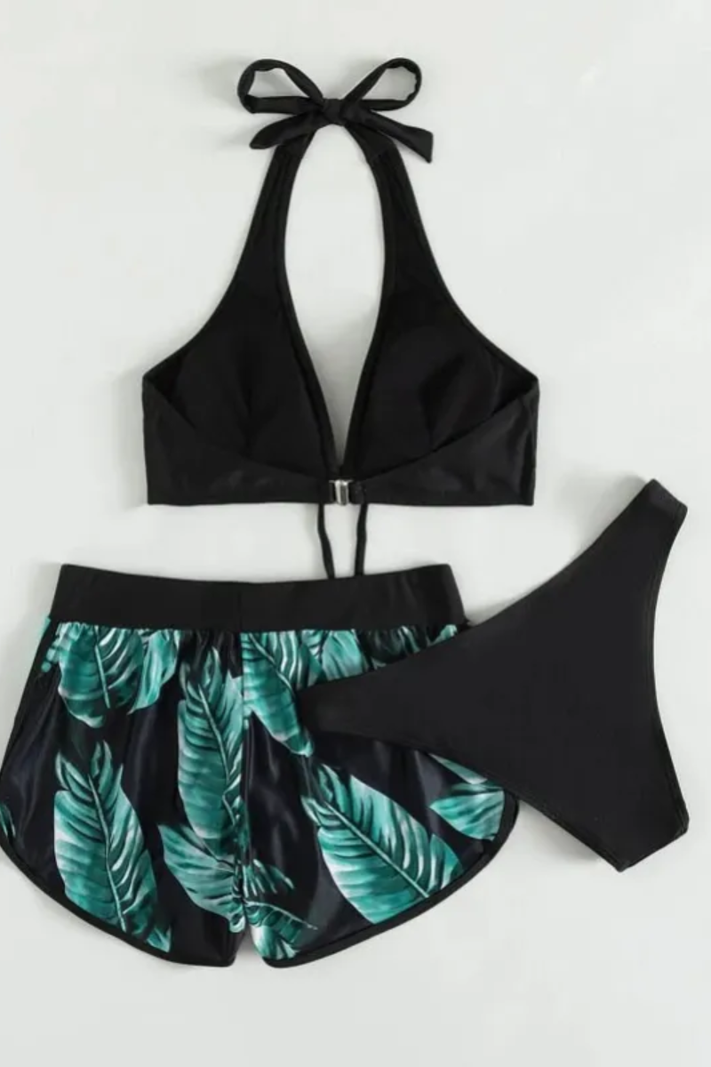 Ava | 3-teiliges Bikini-Set mit Blattdruck für Damen
