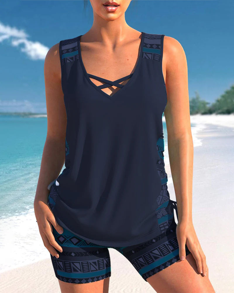 Tankini-Set mit geometrischem Muster
