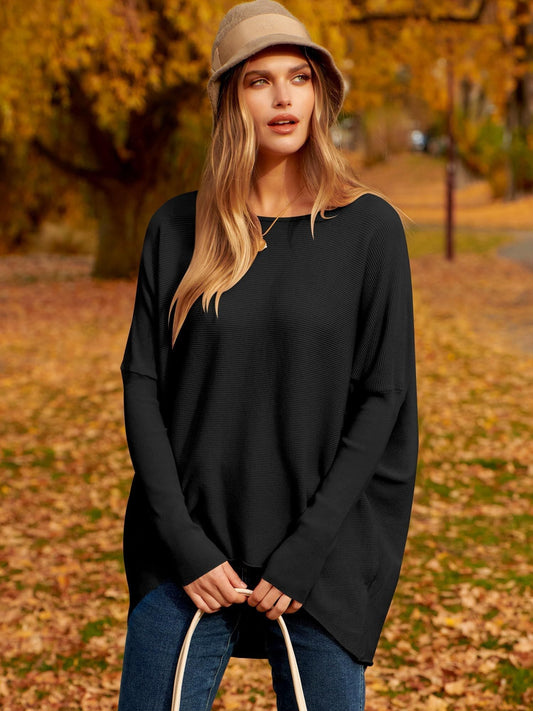 Barbara - Dolman Irregulärer und übergroßer Strickpullover mit Ärmeln für Frauen