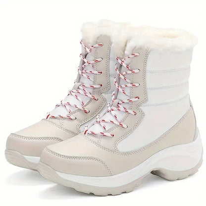 Warme, wasserdichte, plüschgefütterte Schneestiefel mit Anti-Rutsch-Traktion für Damen