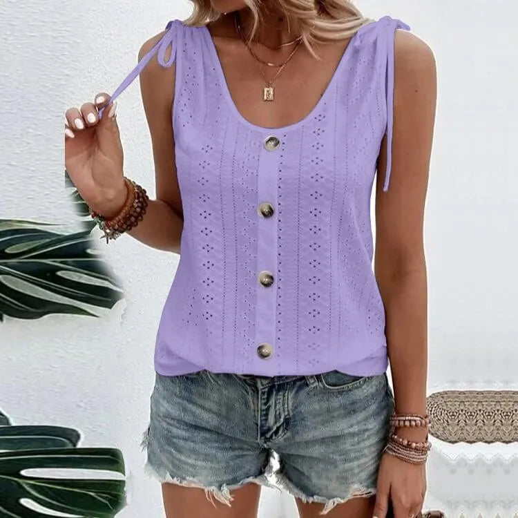 Stylisches Damen-Top mit Knöpfen und Ausschnitten