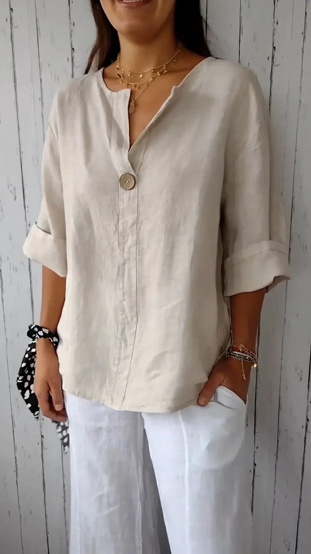 Shaila Bluse | Lose Leinenbluse