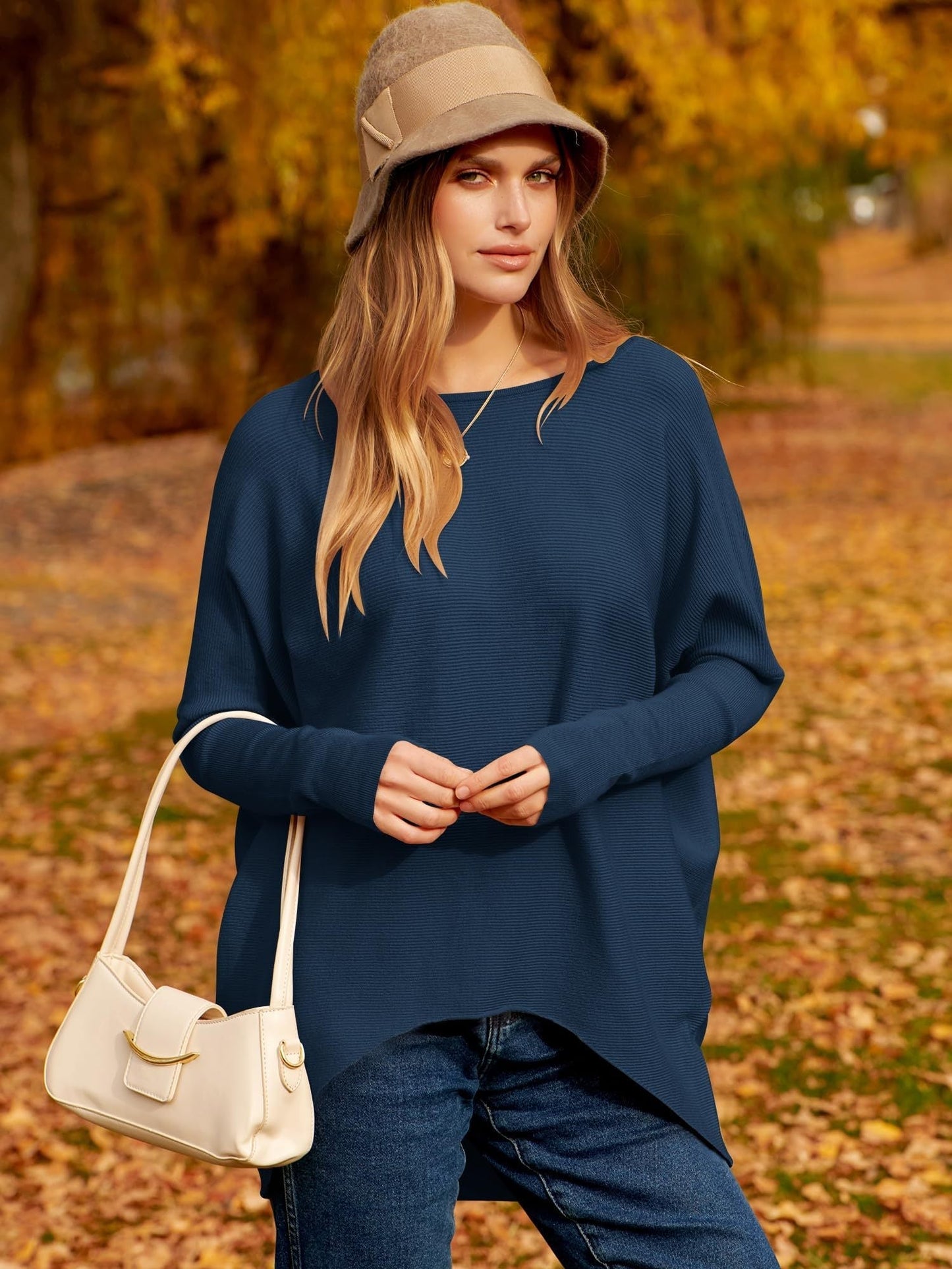 Charlotte - Dolman Irreguläre Und Übergroße Ärmel Strickpullover Für Frauen