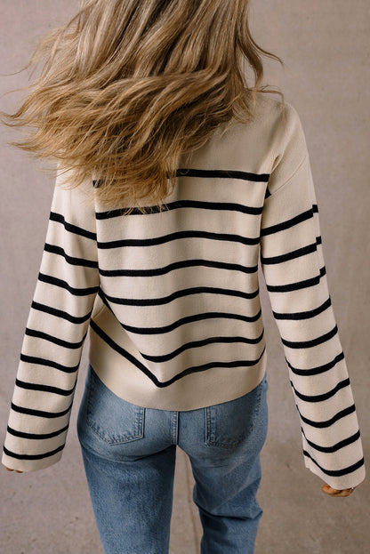 Merly | Schicke und charmante gestreifte Strickjacke mit Knöpfen