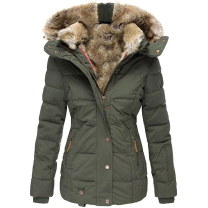 Modischer Wintermantel mit Pelzfutter für Frauen
