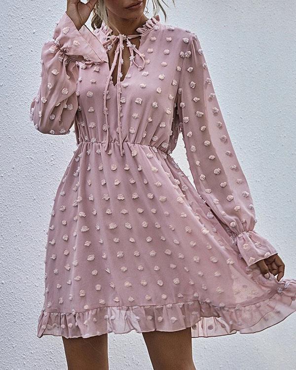 Faisha - Modisches Chiffon Spitzenkleid mit geraffter Taille