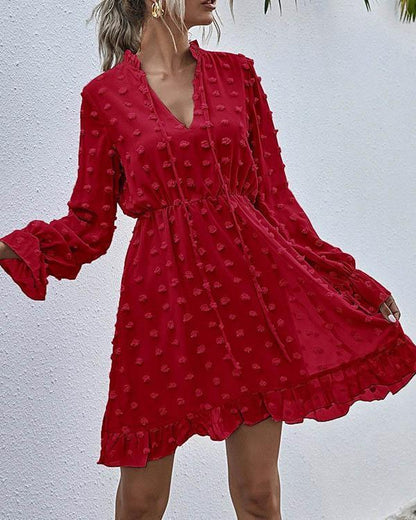 Faisha - Modisches Chiffon Spitzenkleid mit geraffter Taille
