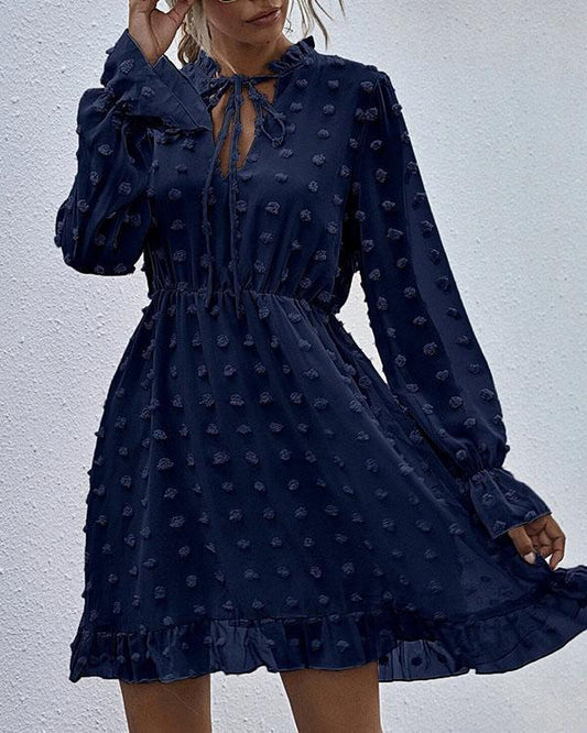 Faisha - Modisches Chiffon Spitzenkleid mit geraffter Taille