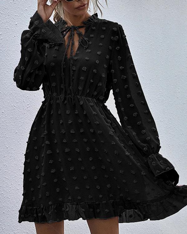 Faisha - Modisches Chiffon Spitzenkleid mit geraffter Taille