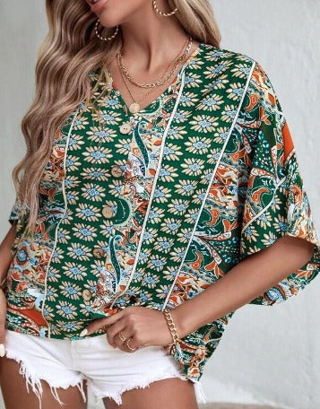 Joy | Boho Chic Floral Bluse Trendy Sommer Style