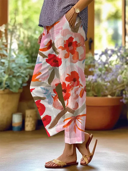 Damenhosen mit Blumenmuster