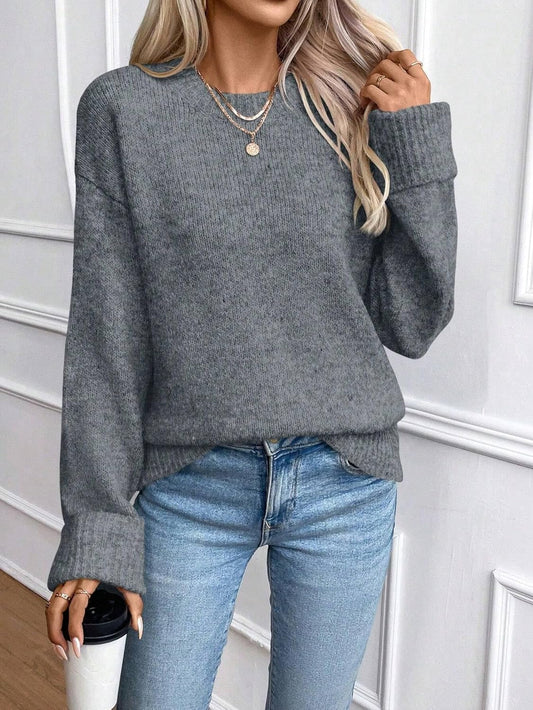 Livia - Grau Kuscheliger Strickpullover für Frauen