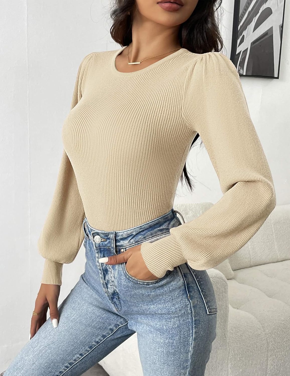 Sanai Top | Geripptes Body Top mit langen Ärmeln