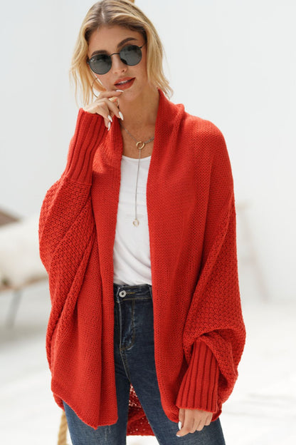 Liana - Lange offene Strickjacke mit Dolman-Ärmeln für Damen