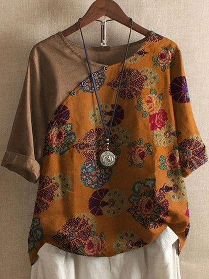 Vanessa | Kurzarmhemd mit Blumenmuster im Boho-Stil