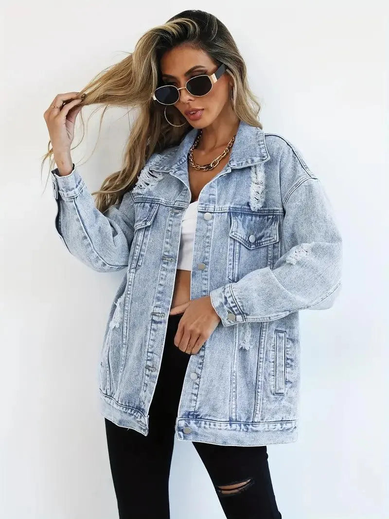 Trendy Oversized Denim Jacke für Frauen