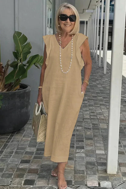 Freizeitkleid aus Baumwolle und Leinen