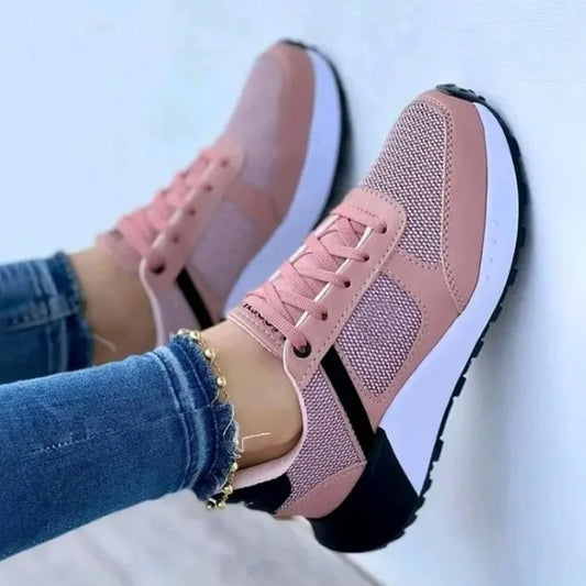 Damen Schuhe Front Lace Wedge Sneakers