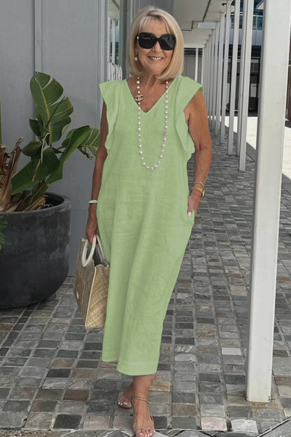 Freizeitkleid aus Baumwolle und Leinen