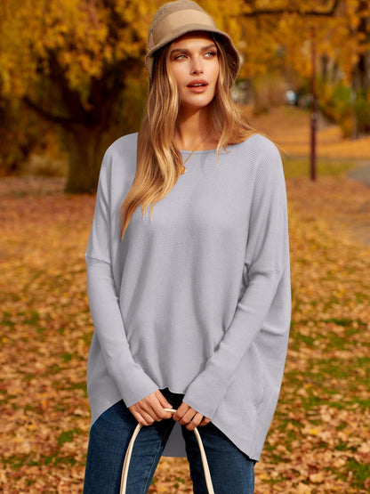 Barbara - Dolman Irregulärer und übergroßer Strickpullover mit Ärmeln für Frauen