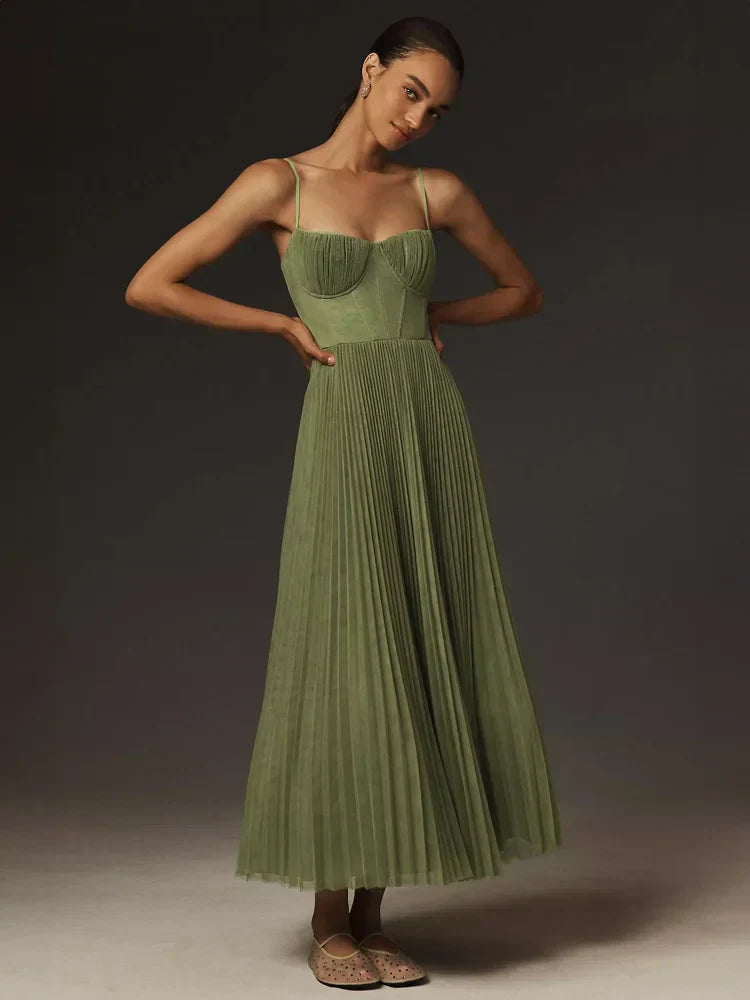 Octavia - ausgestelltes Midikleid mit plissiertem Tüll-Bustier