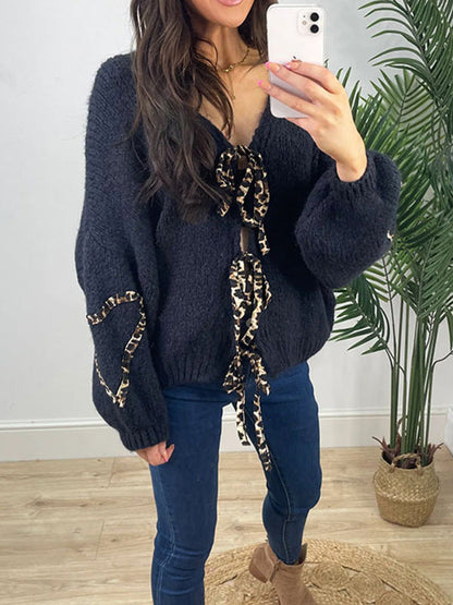 Destiny | Stylische, locker sitzende, warme Strickjacke mit Krawatte