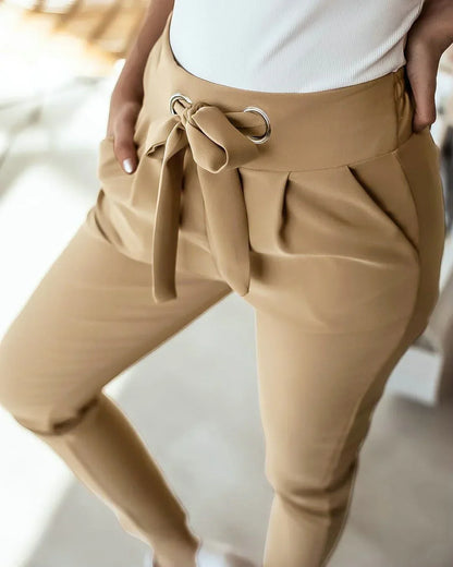 Lisa | Hochtaillierte Hose mit Schleifendetail | Elegant und praktisch | Stretch-Stoff