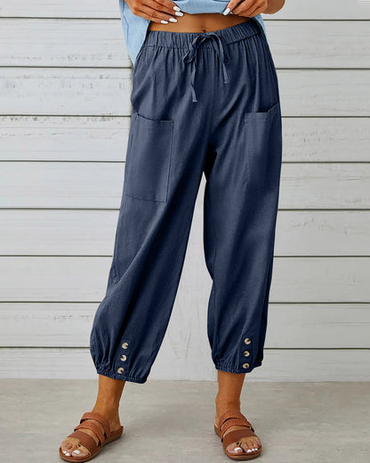Camille - Bequeme Cargohose mit Kordelzug und Knöpfen