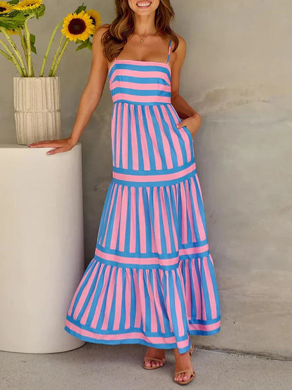 Alexandra - Elegantes sexy gestreiftes Kleid