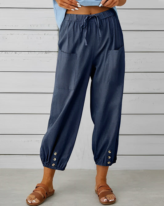Weite Hosen-mit-hoher-Taille
