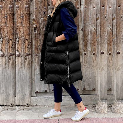 Trendige Longjacke mit Kapuze