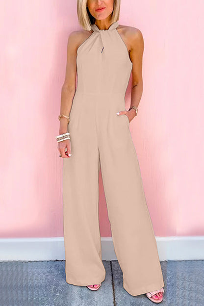 Ärmelloser Overall mit breiter Taille und weiten Beinen (7 Farben)