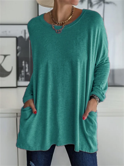 Lockere Bluse mit Tasche für den alltäglichen Auftritt
