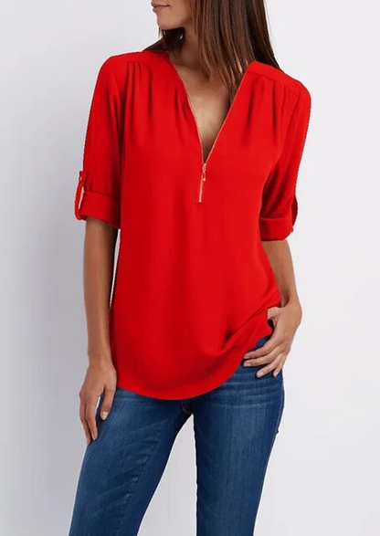 Leona | Elegante Bluse mit V-Ausschnitt für Frauen
