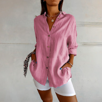 Lange Bluse für Frauen - Stylisch - Lockere Passform, Knopfverschluss - Perfekt für Sommertage