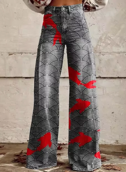 Weite Hose mit buntem Aufdruck