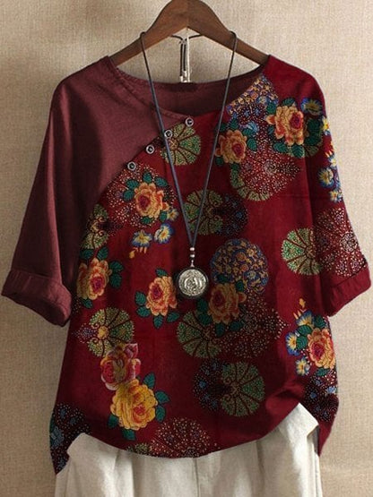 Vanessa | Kurzarmhemd mit Blumenmuster im Boho-Stil