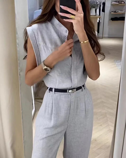 Margaux - Elegantes Ensemble mit einfarbigem Hemd und einfarbiger Hose